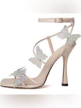 Joseywade Butterfly Heels Rhinestone Butterflies Open Toe Stilettos High Heels